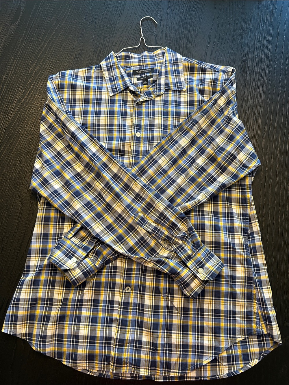 Banana Republic Men's Plaid Button-Down Shirt - Blue & Yellow